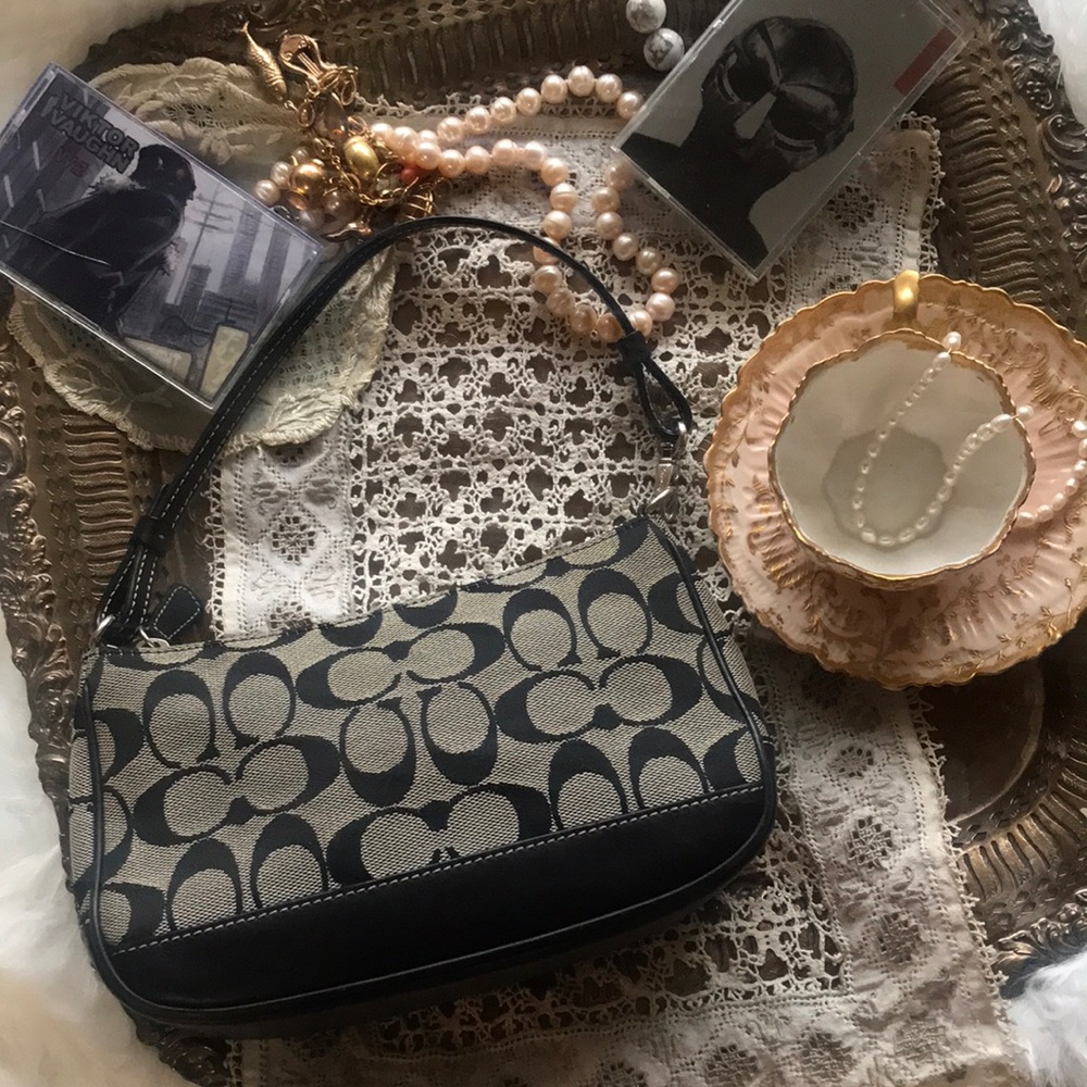 Vintage Y2k Coach Demi Mini Bag Baguette Small Purse 90‘s 2000‘s Black Gray Cute - Picture 1 of 16